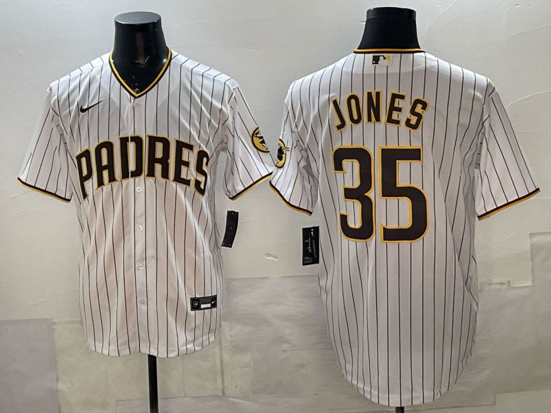 Men San Diego Padres #35 Jones White Stripe Game 2026 Nike MLB Jersey style 01